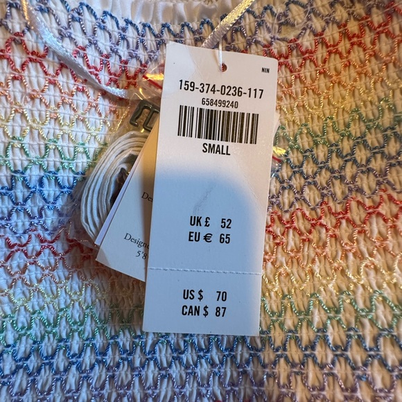 NWT Striped Pastel and White Strapless Dress - Picture 6 of 7